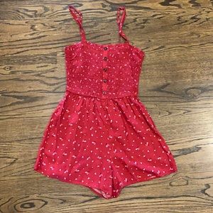 Hollister red floral romper size small